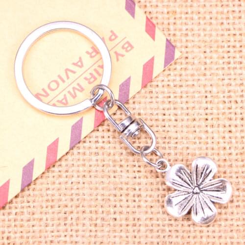 New Fashion Keychain 18mm flower Pendants DIY Men Jewelry Car Key Chain Ring Holder Souvenir For Gift