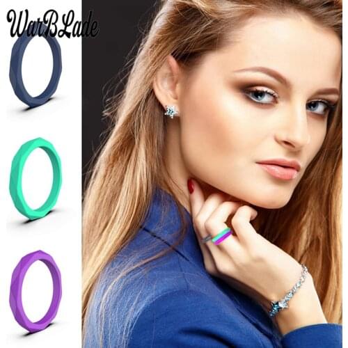 New Food Grade FDA Silicone Finger Ring Women Wedding Rubber Bands Hypoallergenic Flexible 3mm Geometric Shape Silicone Rings