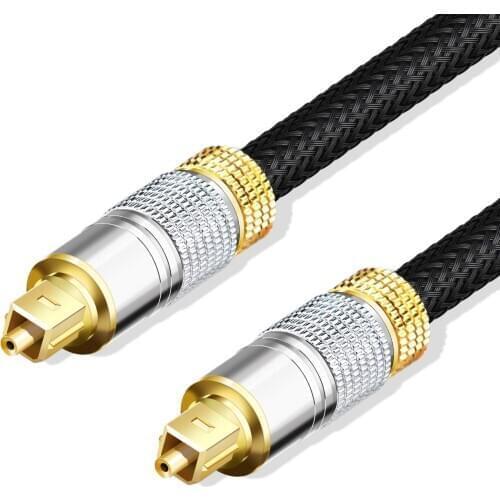 Optical Audio Cable Fiber Optic Audio Cable with Durable 24K Gold-Plated Nylon Braided Optical Digital Cable for HI-FI Sound Bar