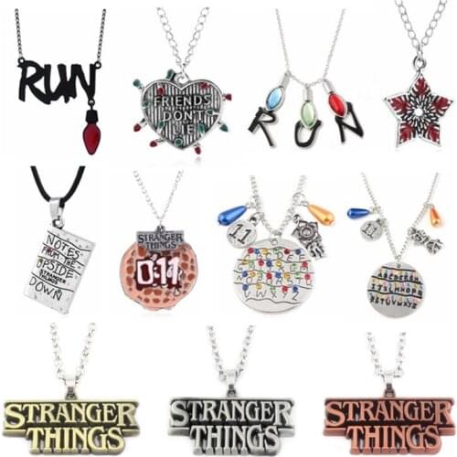 Wholesale Alphabet Light Wall Monster 11 Stranger Things Pendant Necklaces Halloween Cosplay Jewelry Bulb Letter Necklaces