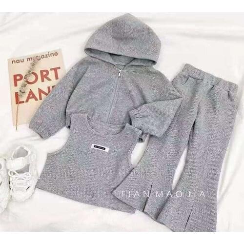 Girls' Autumn Sports Suit 2021 New Spring And Autumn Girls, Big Kids, Net Celebrities, Foreign Fashion, Three-piece Suit