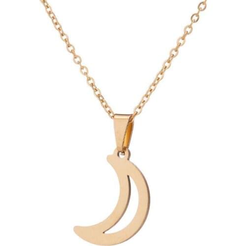 BAECYT stainless steel Moon Pendant Necklace for Girls Fashion Chain Jewelry Simple Crescent Moon Charm Necklaces New Year Gifts