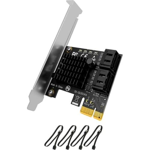 PCIE SATA Card 4 Port 6Gbps SATA3.0 Mining Card Riser PCIe to SATA Controller SATA PCI-E Adapter PCI Express 3.0 X1 Add on Cards