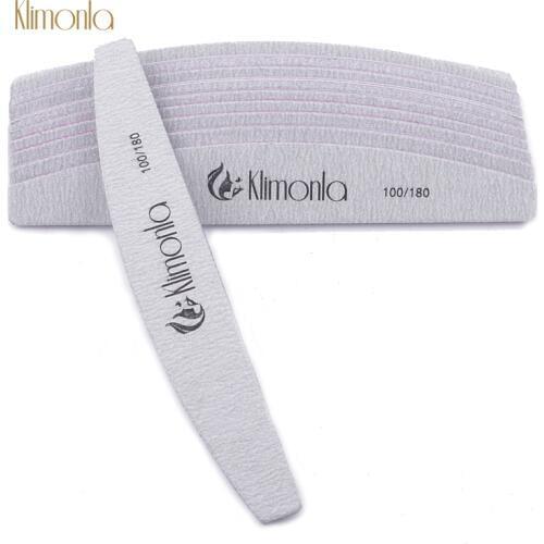 Klimonla 10pcs Professional Nail File 100/180 Gray Half Moon Sanding Buffer For UV Gel Varnish Files Nail Art Polishing Tools