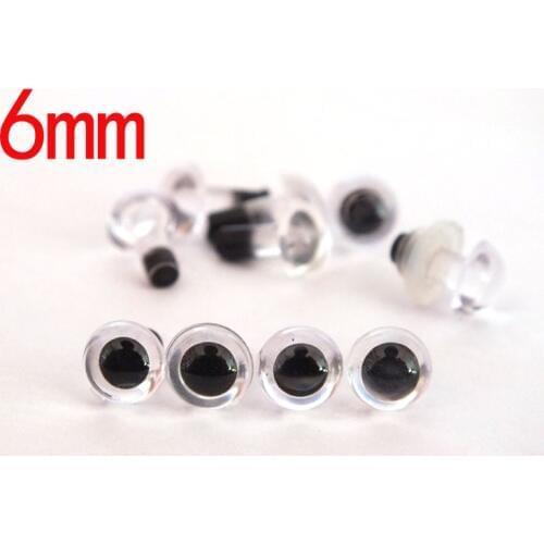 Wholesale 100pirs /lot Transparent Safety Eyes Plastic Eyes with Washer--6mm