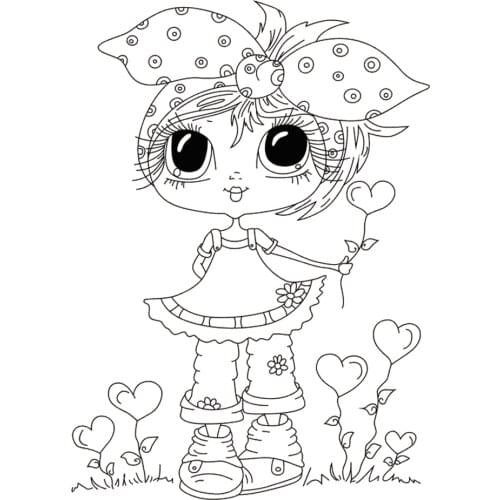 10x6 Girl taking flowers Transparent Clear Silicone Stamp Seal for DIY scrapbooking photo album Decorative clear stamp