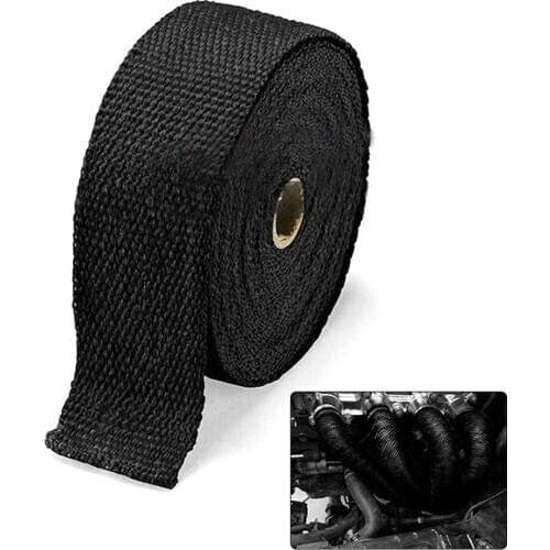 Roll Fiberglass Exhaust Manifold Headers Pipe Heat Wrap Tape Blacks +4 Ties Kit