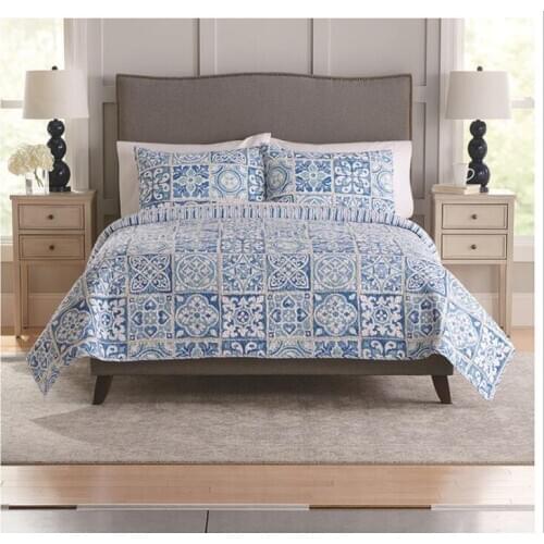 100% cotton Quilted pastoral style Bedspread Bed Cover Bed Sheet size full queen super king size blanket Pillowcases 3pcs