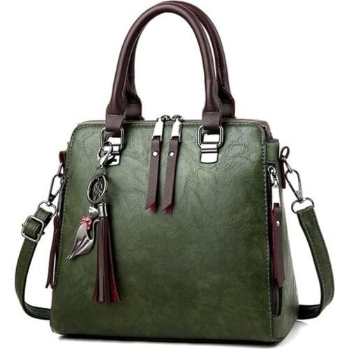 Womens Fashion Girls Retro Solid Fringe Shoulder Zip Tote Handbag Bags Female Casual Large Capacity Messenger Bag Handbags