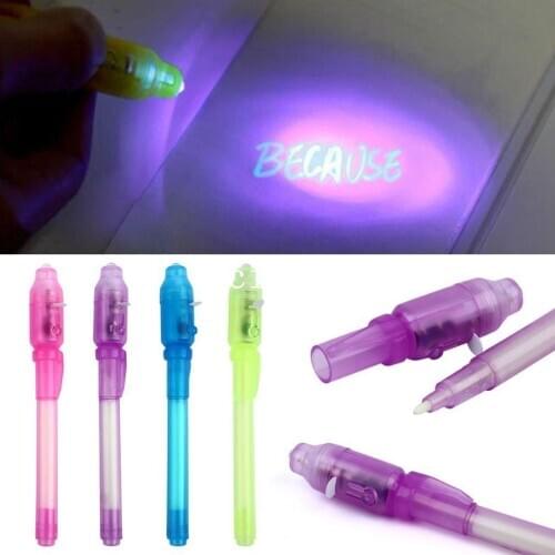 Big Head Luminous Light Pen Magic Purple 2 In 1 UV Black Light Combo Drawing Invisible Ink Pen Learning Education Toys For Child