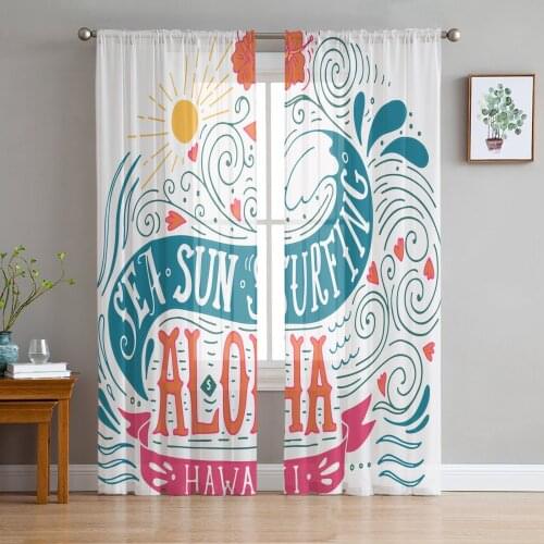 Water Flower Spray Window Treatment Tulle Modern Sheer Curtains for Kitchen Living Room the Bedroom Curtains Decoration