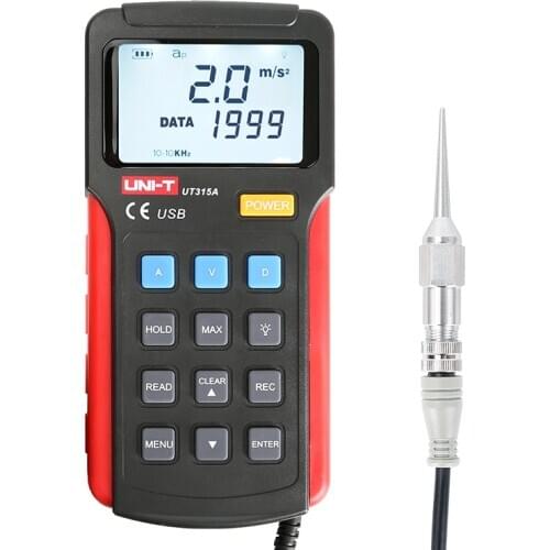 UNI-T UT315A Industrial Digital Vibration Meter Analyzer Vibrometer Digital LCD Acceleration Velocity Displacement Measurement