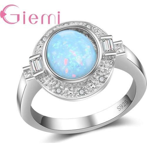 Gorgeous Wedding Party Luxury Crystal Jewelry Fashion Fire Opal Rings for Women Super 925 Sterling Silver Brand Anillos