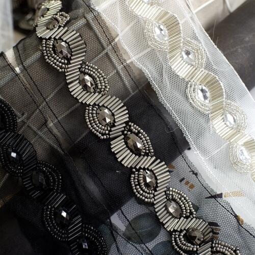 High-grade beaded lace trim DIY clothing belt decorative accessories beads trim stage suit sewing lace belt