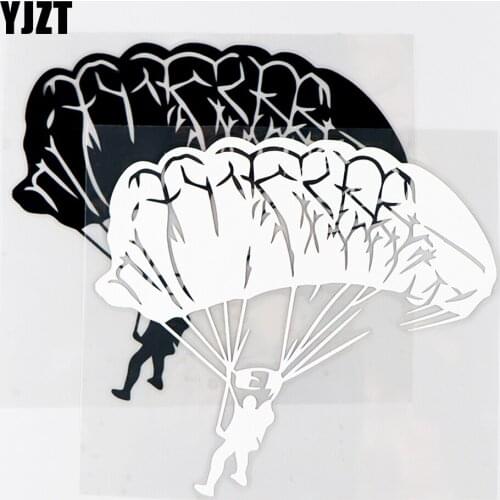YJZT 15×13.3CM Parachute Man Vinyl Decal Car Sticker Personality Body Decoration Black / Silver 10A-0655
