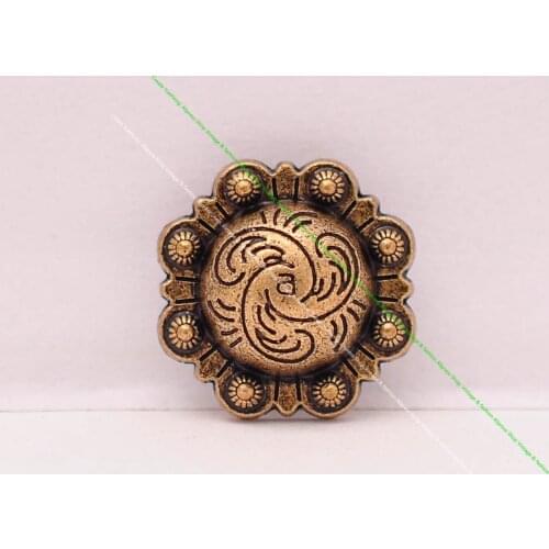 20pcs 16mm Antique Brass Western Flower Berry Conchos Rivet Stud Screwback For Leathercraft Horse Saddle Belt Wallet Hat Decor