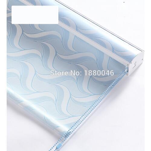 American style Blue color blinds Waterproof Polyester Fiber Fabric window blinds Aluminium alloy roller blinds for bathroom