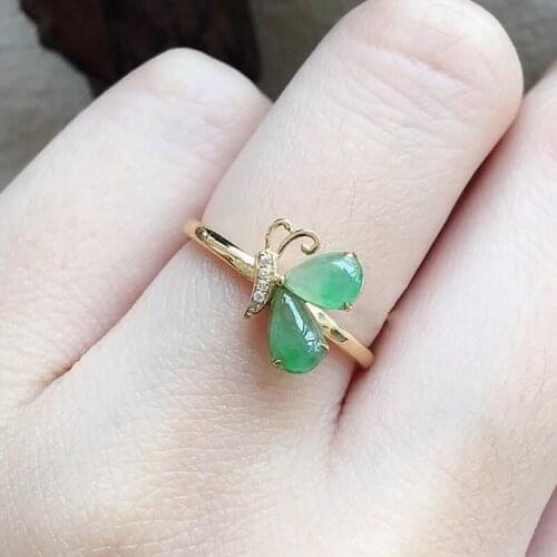 Original design natural Hetian jasper butterfly opening adjustable ring Chinese retro charm womens brand jewelry