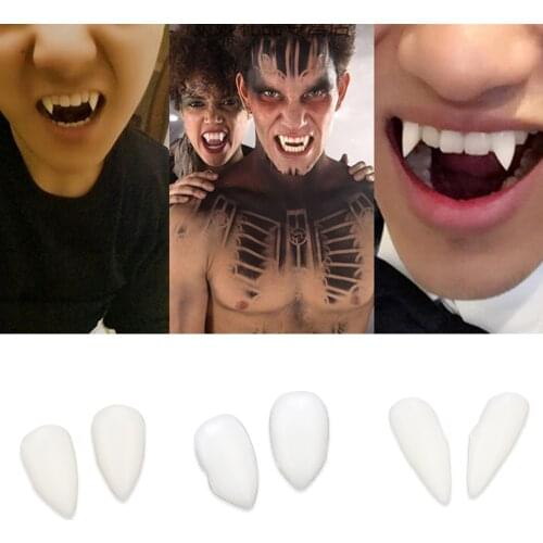 1 Pair Dentures Props Vampire Teeth Fangs DIY Halloween Costume Props Party 4 size Environmentally friendly resin