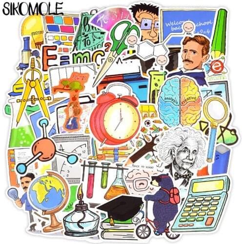 50PCS Experimental Science Education Cartoon Stickers For Car Styling Bike Phone Laptop Travel Luggage DIY TOY Decals Sticker F4