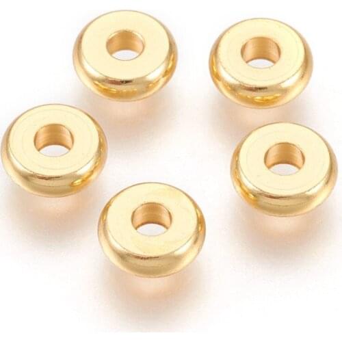 10pcs Golden Stainless Steel Spacer Beads 6mm Round Flat Loose Beads for Jewelry Making Supplies Accessories