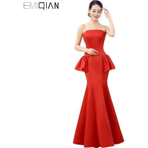 100% Real Photo Latest Designs Strapless Mermaid Cheap Evening Dress