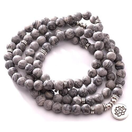 108 beads 8mm elastic adjustable Lotus life tree Buddha OM eye Chakra Reiki agate Onyx Yoga Bracelet necklace fhr64