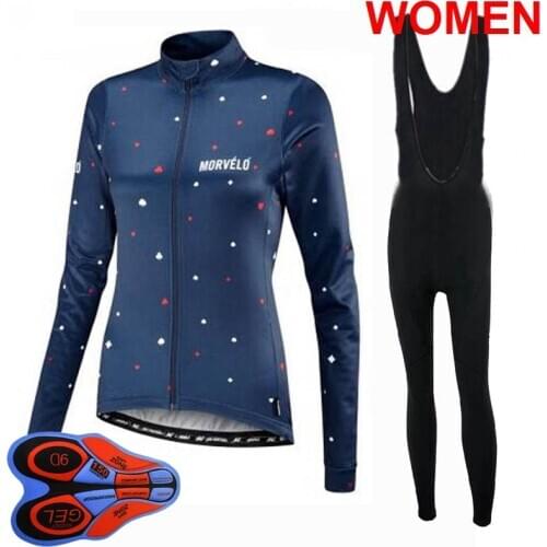 2021 Spring Women Cycling Long Sleeve Jersey bib pants Suit MTB Bicicleta Ciclismo Breathable Quick Dry 9D Gel Pad Bib Pants Set