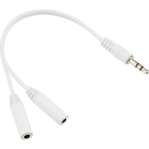 3.5mm 1 Male to 2 Female Jack Aux Audio Cable Headphone Splitter Y Extension Cord for Car Phone Tablet Earphone 100pcs