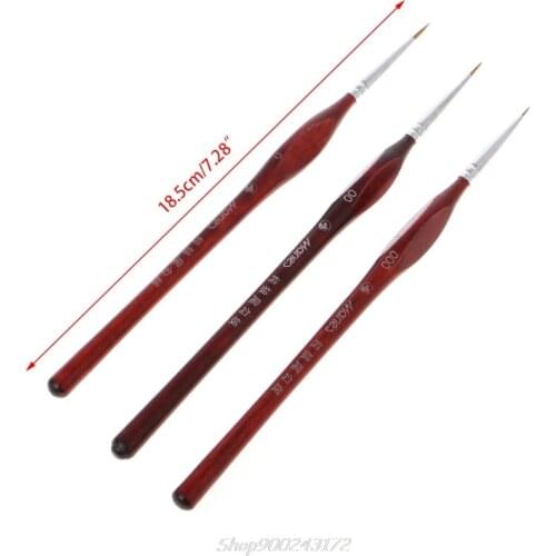 3Pcs Miniature Paint Brushes Professional Wolf Hair Fine Detailing 0~000 Jy21 20 Dropship