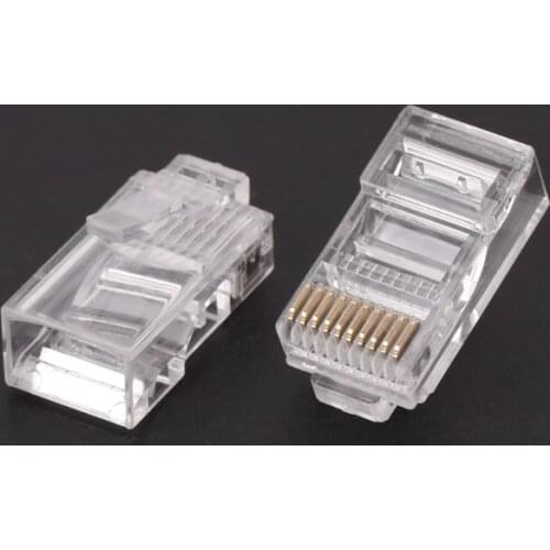 50 Pcs/Pack Stranded 10P10C Network Cable Connector RJ48 Crystal Plug Modular