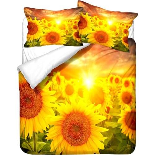 Kids Paradises Sunflower Bedding Set Floral Duvet Cover Set Retro Bed Set Plant Bedclothes for girls Orange Home Textiles