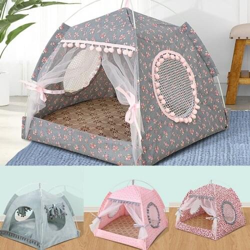 Dog Cat Tent House Summer Pet Bed Dogs Nest For Small Middle Large Dog Cage Breathable Teddy Puppy Kennel Pet Accessories