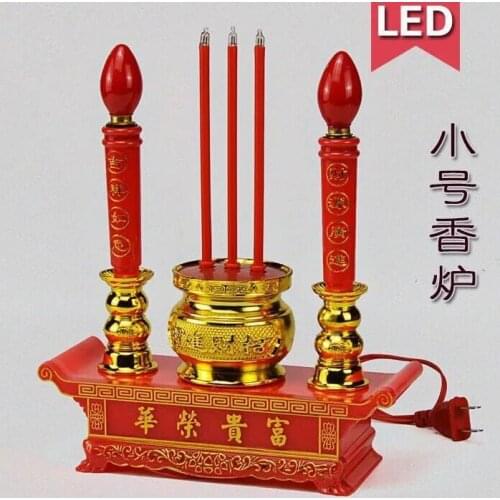 Electric incense burner with electric candles for the god of wealth lamp for Buddha oil statues sculpture Home wedding