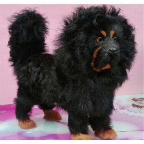Fancytrader Simulated Tibetan Mastiff Plush Toys Realistic Black Dog Doll Nice Home Decoration Props 40cmX35cm