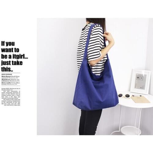 Canvas bag womens shoulder, shoulder zipper, big environmental bag, street racket leisure art bag