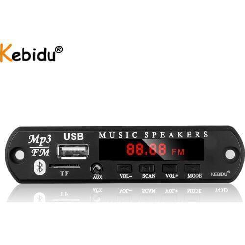 Kebidu 5V 12V Wireless Bluetooth MP3 WMA Decoder Board MP3 Player Car Audio USB TF FM Radio Module For Car Speaker
