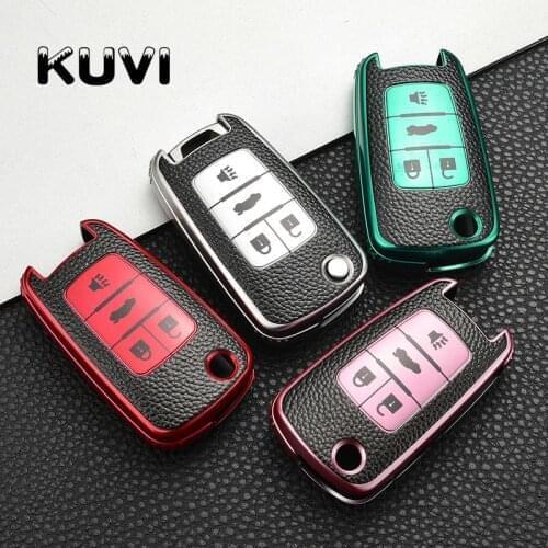 Leather Car Remote Key Case Cover For Chevrolet Cruze Aveo Trax Sail Malibu Captiva Opel Vauxhall Astra J Corsa Insignia Mokka