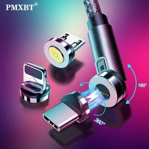 Magnetic Micro USB Type C Cable 540 Rotation Fast Charging Magnet Data Cord For iPhone 12 Pro Mobile Phone Charger Charge Cable