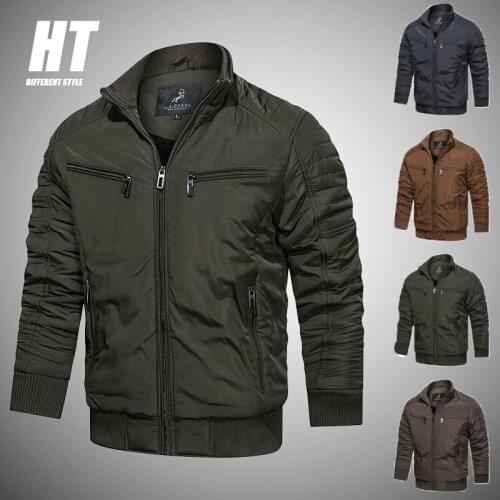 Autumn Winter Jacket Men Slim Fit Stand Collar Cotton-padded Mens Jackets Parkas Thicken Warm Casual Fshion Zip Windproof Coats