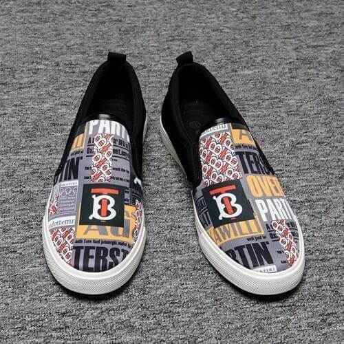 2021 Spring New Letter Printed Men Loafers Shoes Fashion Casual Slip On Men Shoes Plat Comfort Canvas Shoes Men zapatos de lona