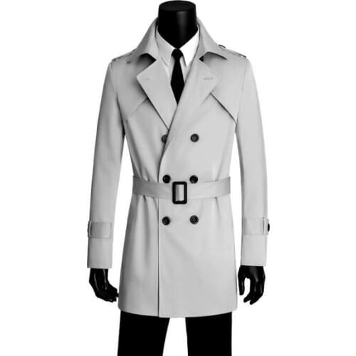 Mens trench coats man double breasted long coat men grey clothes slim fit overcoat long sleeve new designer fashion S - 9XL