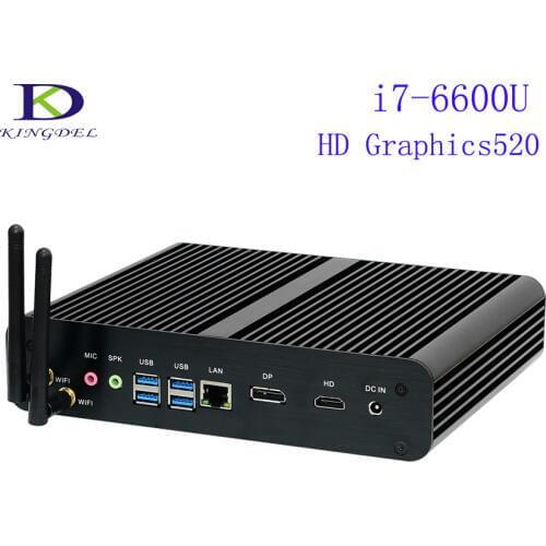 New Fanless Mini PC,SKYLAKE 6th Gen Core i7-6600U,Intel HD Graphics520,Mini Desktop PC,Windows10 Nettop,4K HD,HDMI+DP,300M WiFi