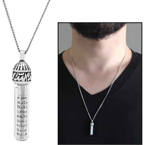 Tesbihane Zamzam Water Filled With 925 Sterling Silver Cevşen Necklace