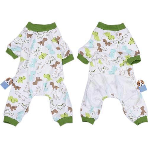 Pet Dog Pajamas Cotton Dog Coat Jumpsuit Dinosaur Pattern Dogs Puppy Apparel Jumpsuit for Chihuahua Pomeranian Small Dogs
