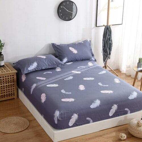 Home Textile blue cactus Nordic Bedding Fitted Sheet Cotton Boy Girls Kid Adult Bed Linen Mattress Cover Twin King bedclothes