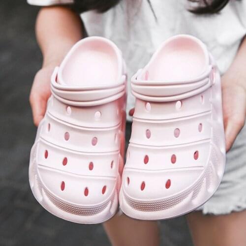 Simple Womens Couples Unisex Hollow Out Non-slide Slippers Beach Outdoor Breathable Round Toe Shallow Casual Solid Shoes