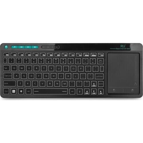 Rii K18 Plus Wireless Multimedia 2.4GHz English Keyboard 3-LED Color Backlit with Multi-Touch for Android TV Box PC