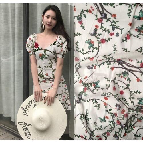 Telas Senior silk linens blended dry fit fabric cool air paris cheap-fabric red Naturals flowers print tissu cotton Flax Textile