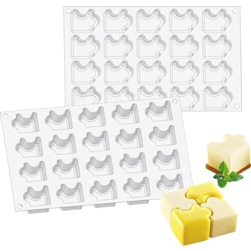 20 Cavity Puzzle Geometric Cake Silicone Mold Jigsaw Chocolate Dessert Mould Muffin Baking Mousse Ice Cream Decorating Tools